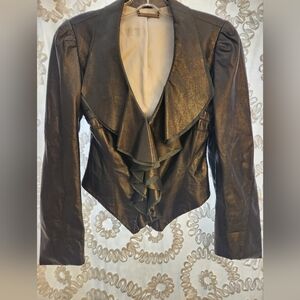 Diane von Furstenberg DVF womens size 0 Iggy Stardust Black leather jacket